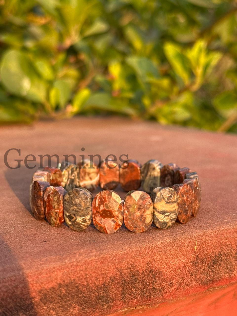Natural Leopard Skin Jasper Bracelet | Handcrafted Earth Tone Gemstone Jewelry