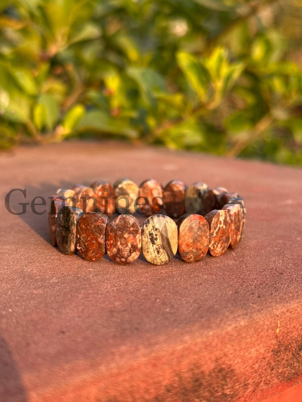 Natural Leopard Skin Jasper Bracelet | Handcrafted Earth Tone Gemstone Jewelry