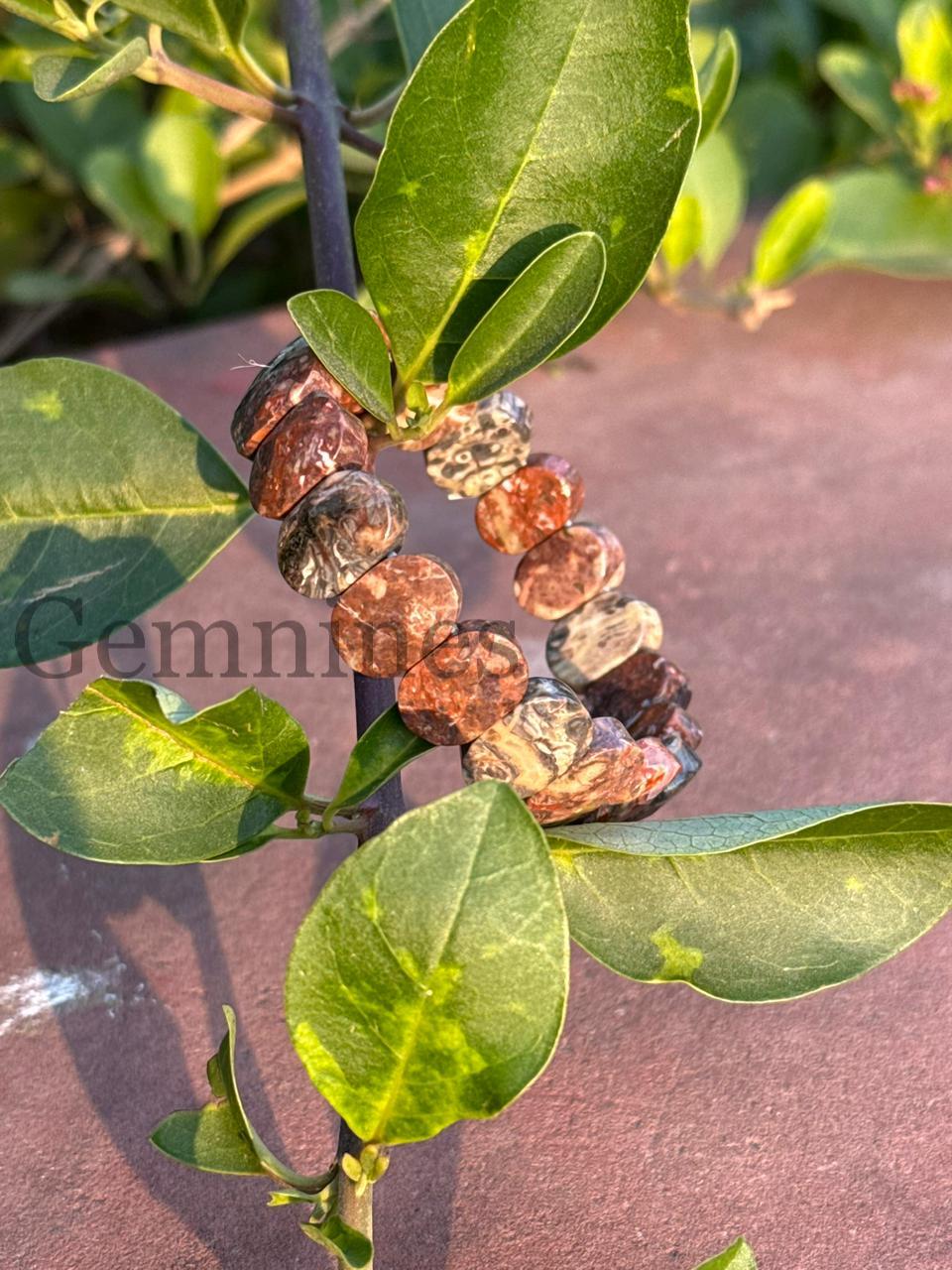 Natural Leopard Skin Jasper Bracelet | Handcrafted Earth Tone Gemstone Jewelry