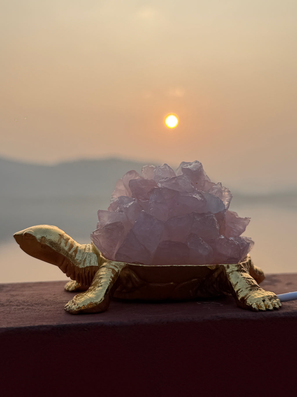 Rose Quartz Turtle Crystal Lamp - Healing Stone Night Light For Love, Peace & Positive Energy